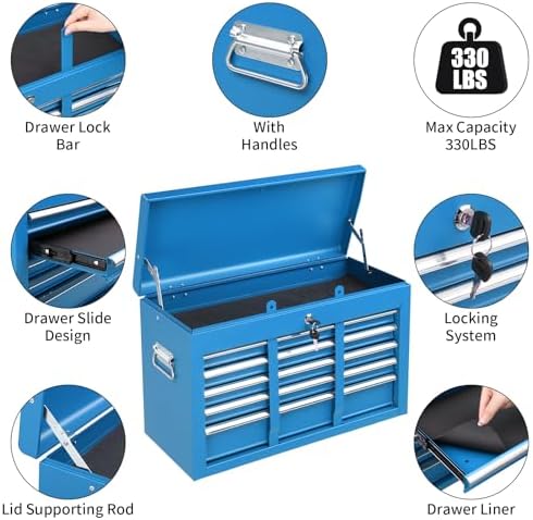 Winado 24" Portable Tool Box, 5 Drawer Tool Chest, Blue