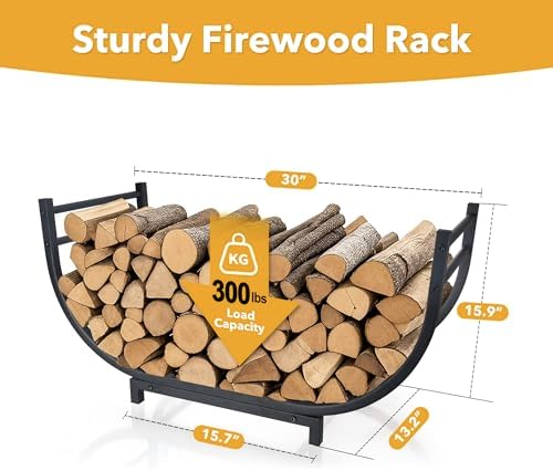 facka 30 Inch Firewood Rack Outdoor Metal Wood Rack