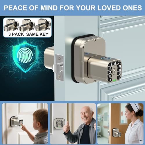 Richelock IU53 Double-Sided Fingerprint & Keypad Door Lock, All-Weather, Fully Waterproof Biometric Entry with Dual-Sided Codes, Same Key Both Sides for for Outdoor, Indoor, Gate, Fence
