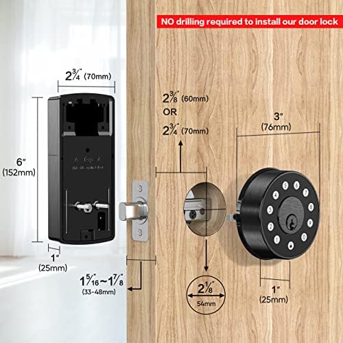 Keyless Deadbolt Smart Door Lock: Sifely Digital Keyless Entry Door Lock for Front Door, Code & Fob Access, App Control, Auto Lock, Easy to Install (Black)