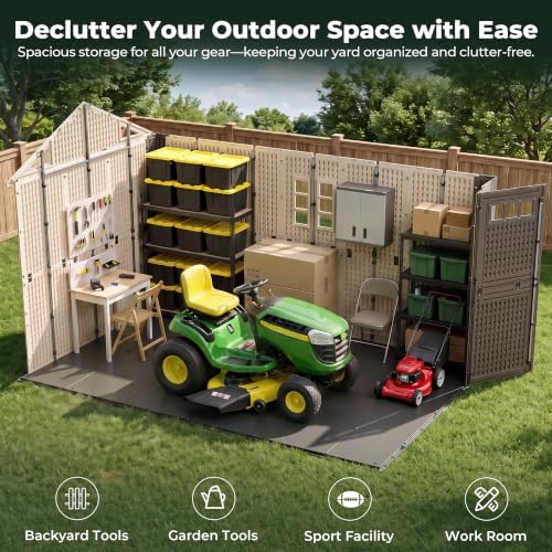 Resin Shed 8x12 FT Outdoor Storage Shed with Floor Included