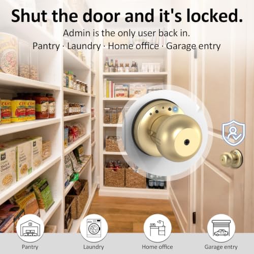 Fingerprint Door Knob, App Keyless Privacy Lock for Bedroom Pantry,