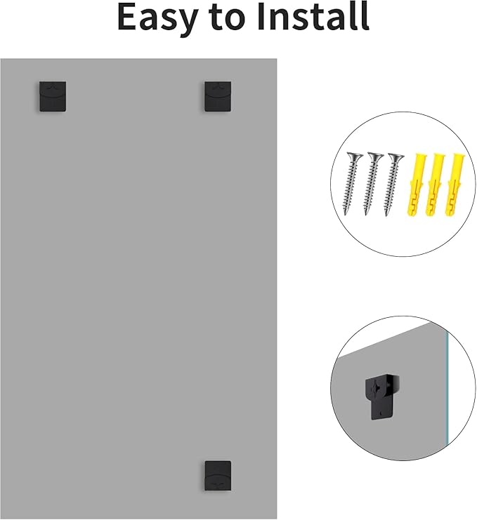 CILIBER Frameless Mirror, 30x48 inch Rectangle Bathroom Mirrors