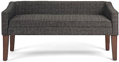 SIMPLIHOME Parris 50" Wide Solid Wood Legs Storage Bench in Ebony