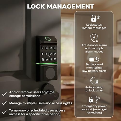 Miko i7 Smart Door Lock with Built-in Doorbell, WiFi Fingerprint Keyless Entry Smart Deadbolt for Front Door, Electronic Keypad with App Control, Key Fob Unlock, Auto-Lock, Alexa Google Home