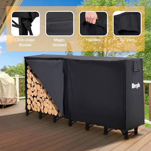Werph 8FT Firewood Rack Outdoor, Heavy Duty Firewood Storage Rack