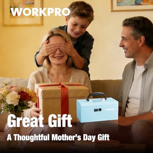 WORKPRO 10.8" Mini Metal Tool Box with Removable Tray