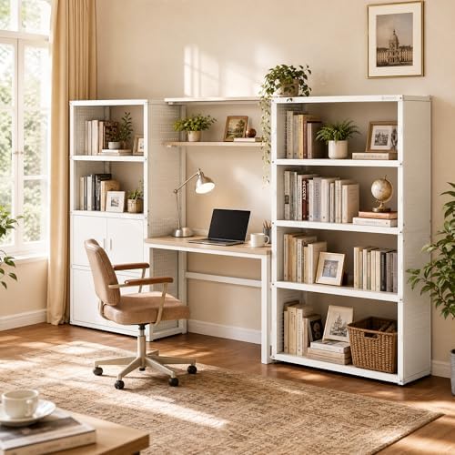 FLEXIMOUNTS 117"L Modular Garage Storage Cabinet with Workbench, White