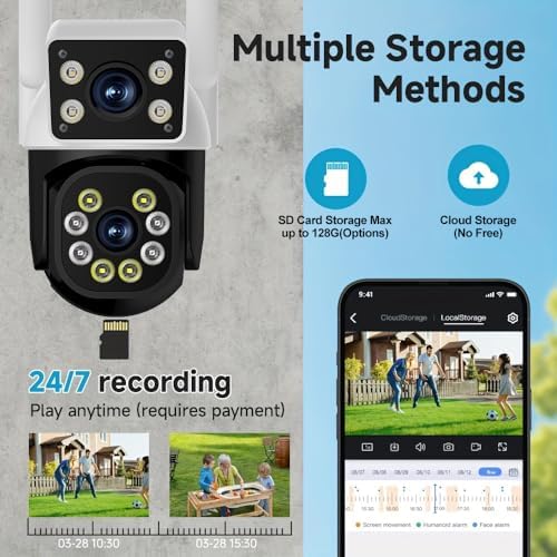 eversecu dual lens linkage 6mp wifi ptz security showing dimensions