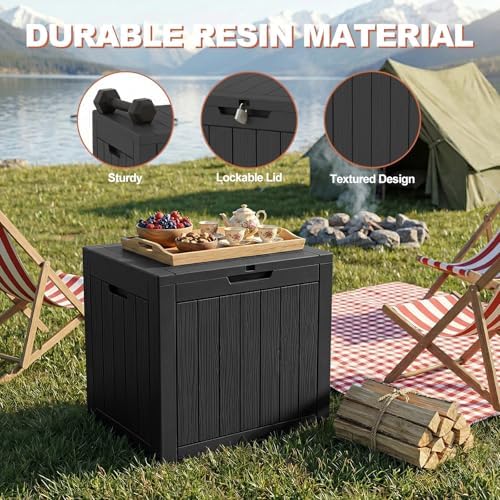 EFU Outdoor Storage Box 42 Gallon Deck Box, Waterproof Resin, Black
