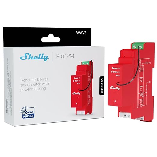 Shelly Wave Pro 1PM US LR | Z-Wave Long Range Smart Relay Switch