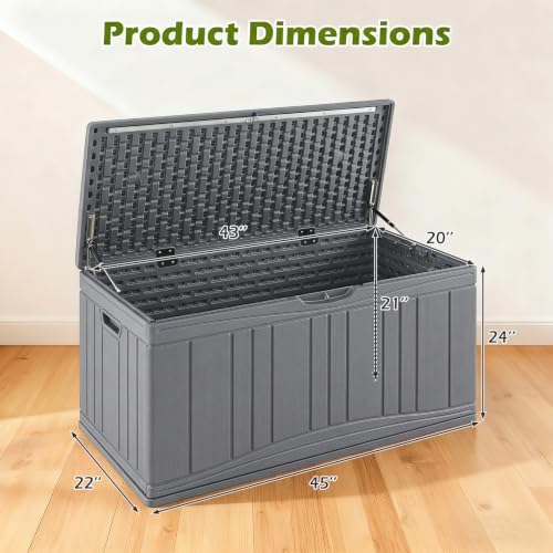 Tangkula 80 Gallon Outdoor Storage Box with Gas Struts & Lockable Lid