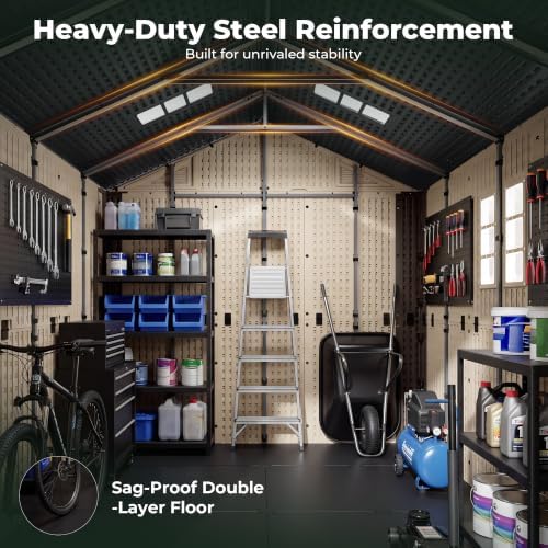 Resin Shed 8x6 FT Outdoor Storage Shed with Floor Included