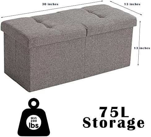 Storage Ottoman Bench Foldable Footrest Foot Stool, 30" Velvet Cream