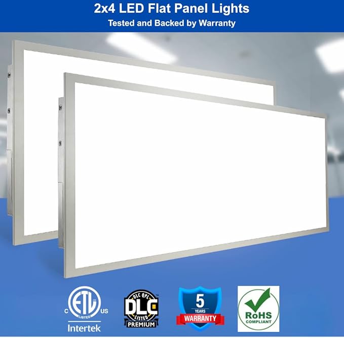 2x4 LED Flat Panel Light – LED Panel Flat Ceiling Light, Dimmable Flicker-Free (Pack of 12)