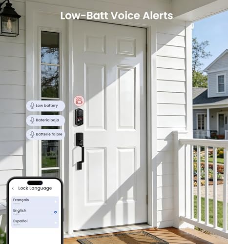 Veise VE017G WiFi Smart Keyless Entry Lock for Front Door, Matte Black