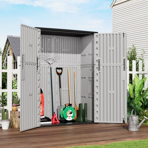 Mrosaa Outdoor Storage Shed Waterproof,Resin Storage Sheds Outdoor with Floor,Outdoor Storage Cabinet for Garage Storage, Pool Storage, Bike, Garden (57Cu.ft)