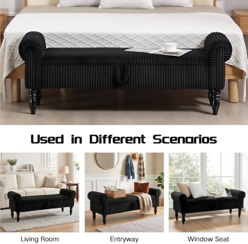 60" Storage Bench for Bedroom,End of Bed Bench with Storage