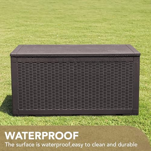 Devoko 100 Gallon Waterproof Deck Box, Resin Large Outdoor Storage Box