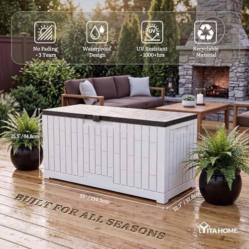 YITAHOME Large Deck Box 120 Gallon Resin Outdoor Storage Box