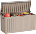 80 Gallon Outdoor Deck Box, Lockable Waterproof Outdoor Storage Boxes For Garden Tools,Indoor Cushions, Accessories Outside Storage Resin Weatherproof Container(Grey)