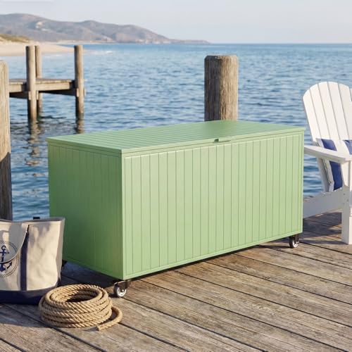 Outdoor Storage Box with Wheels 250 Gallon, Metal Deck Boxes