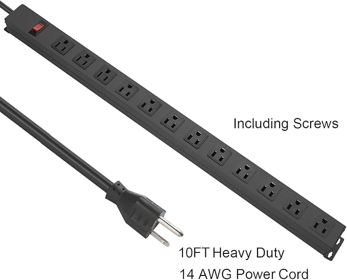 HHSOET Metal Wall Mount Power Strip, Mountable Power Outlet