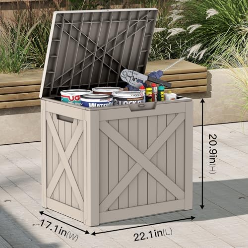 Mars Villa Deck Box, Waterproof Outdoor Storage Box, 31 Gallon, Grey