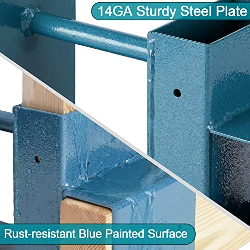 MOFEEZ Outdoor Firewood Log Storage Rack 2x4 Bracket Kit, Fireplace Wood Storage Holder, Adjustable to Any Length - Dark Blue, Two Bases