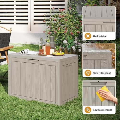 Mars Villa 45 Gallon Deck Box, Outdoor Storage Box, Outside Bin, Grey