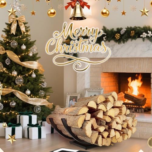 Curved Firewood Rack Holder Outdoor: 30 Inch Heavy-Duty Firewood Rack, Indoor/Outdoor Fireplace Log Holder - Rust-Resistant, Portable & Tool-Free Assembly