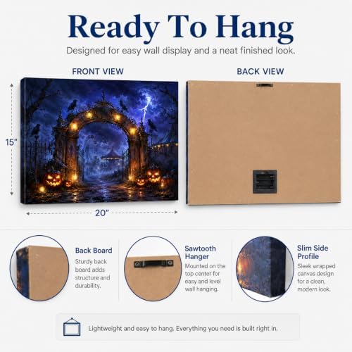 Artiluxy Halloween LED Canvas Wall Art, Haunted Amusement Park, 20x15 Inch