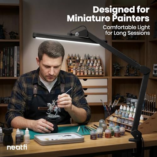 Neatfi 2500LM LED Task Lamp w/Clamp, 22-Inch Wide Head, Non-CCT (Black)