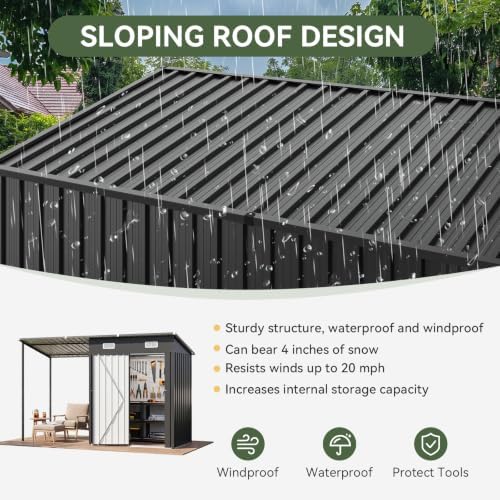Aoxun 5x3FT Outdoor Storage Shed & Hardtop Canopy Gazebo Combo