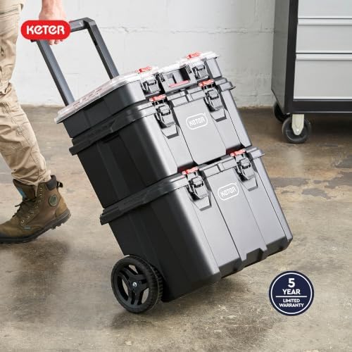 Keter Stack N Rolling Tool Box Modular Storage System 3 Piece