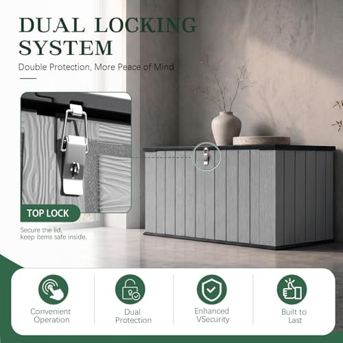 Outdoor Storage Shed, Resin Waterproof Storage Cabinet, Large Deck Box