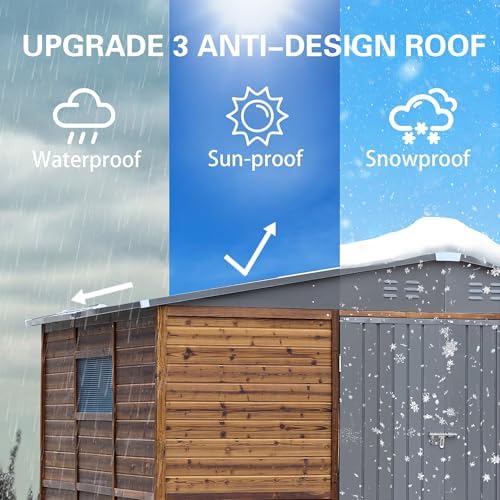 10x8 FT Outdoor Wood & Metal Storage Shed, Floor Not Included