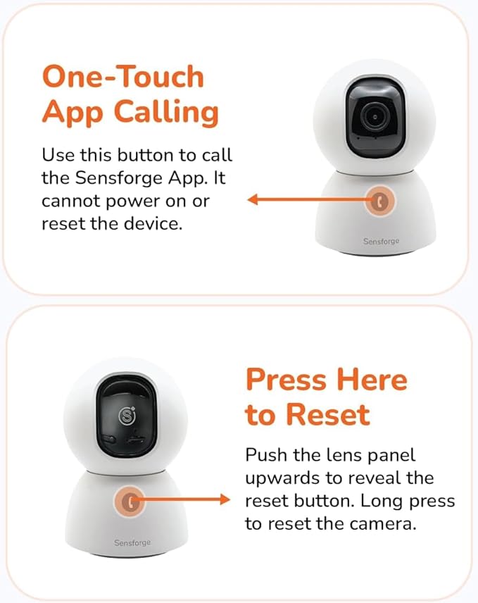 Sensforge 2.5K White Indoor Pan-Tilt Dome Security Camera, AI Human & Pet (2-Pack)