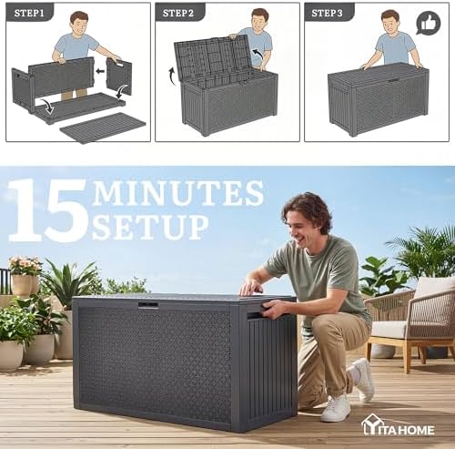 YITAHOME 95 Gallon Large Outdoor Deck Box