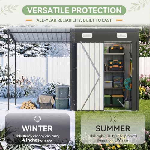 5x3FT Outdoor Storage Shed & Hardtop Gazebo Combo