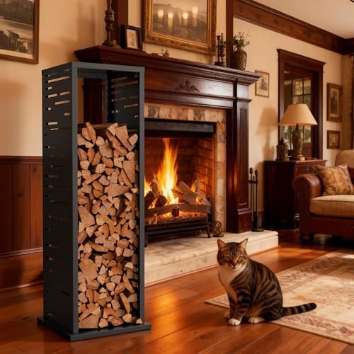 4ft Firewood Rack Indoor, Wood Rack, Metal, 1000 lbs (Rectangle)