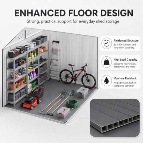 Aoxun 8x6 FT Shed Outdoor Storage Shed with Floor Black