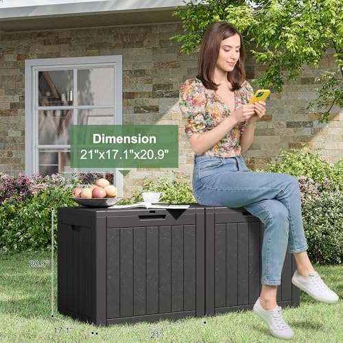 31 Gallon Outdoor Storage Box Waterproof Deck Box Patio Storage