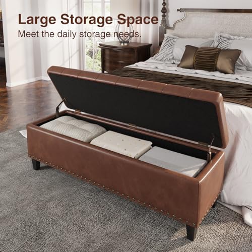 FiveWillowise 51 Inch Storage Ottoman Bench,Large End of Bed Storage Bench
