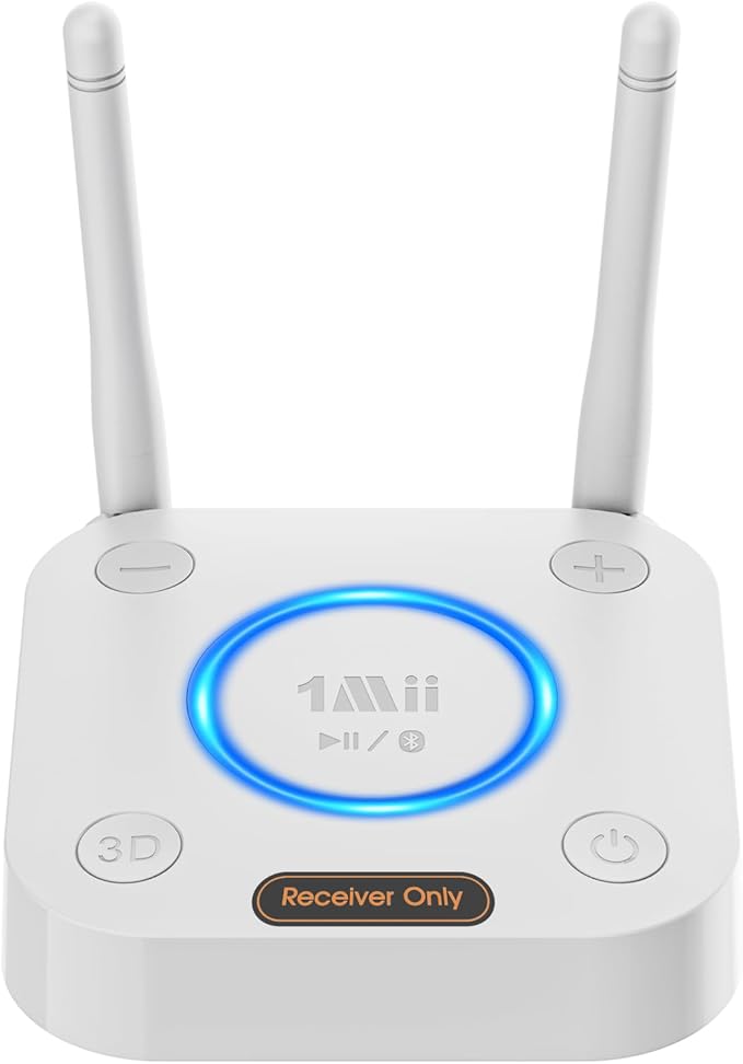 1Mii Bluetooth 5.2 Audio Receiver, Long Range HiFi Bluetooth Adapter w/ 3D