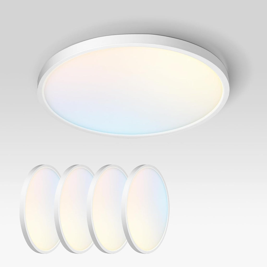 ASD LED 12" Round Flush Mount Ceiling Light Fixture, Low Profile Surface (4 Pack)