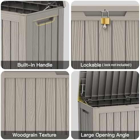 Mars Villa 80 Gallon Deck Box, Outdoor Storage Box, Outside Bin, Grey