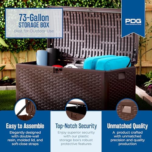 Plastic Development Group Outdoor Deck Box, Standard Close, Java, 73 Gal
