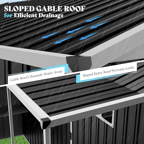 VanAcc 9x9x7 FT Metal Shed with Dual Storage Zone and Work Area