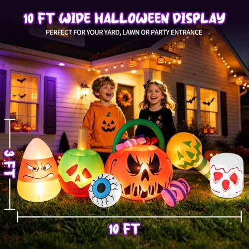 10FT Halloween Inflatables Pumpkin Ghost Combo Decorations